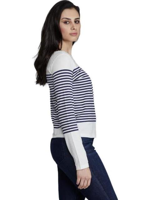 PLAYERA DE RAYAS CUELLO REDONDO BLANCO HOLLY LAND