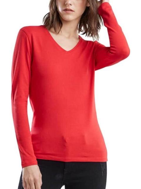PLAYERA BASICA MANGA LARGA ROJO HOLLY LAND