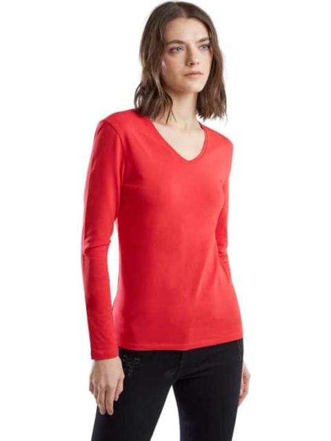 PLAYERA BASICA MANGA LARGA ROJO HOLLY LAND
