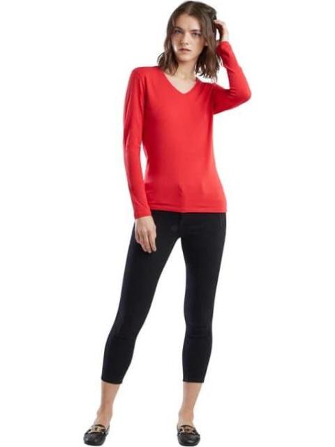 PLAYERA BASICA MANGA LARGA ROJO HOLLY LAND