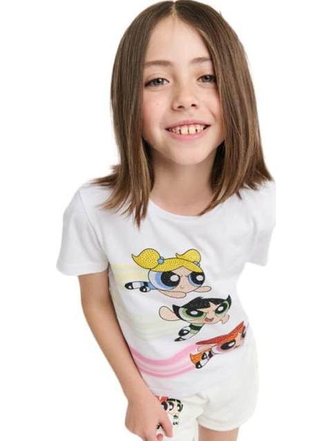 PLAYERA ESTAMPADA APLICACIONES BLANCO LAS CHICAS SUPER PODEROSAS