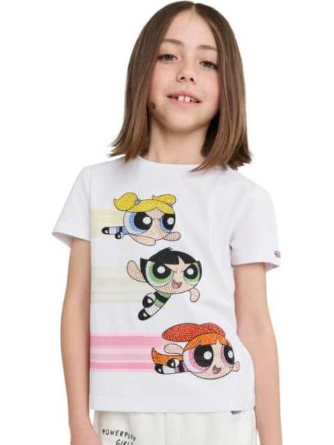 PLAYERA ESTAMPADA APLICACIONES BLANCO LAS CHICAS SUPER PODEROSAS