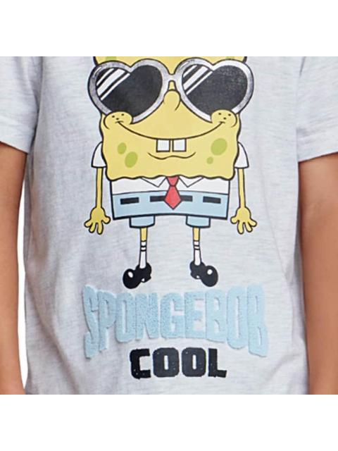 PLAYERA ESTAMPADA APLICACIONES GRIS BOB ESPONJA