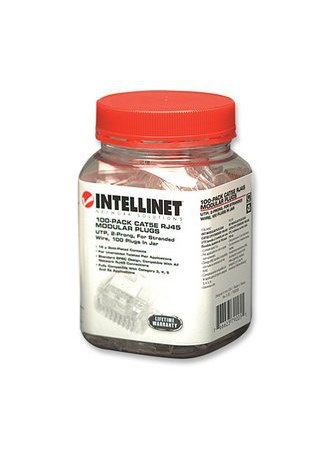 INTELLINET PLUGS MODULARES RJ-45 CATE5E BOTE CON 100 PIEZAS TRANSPARENTES