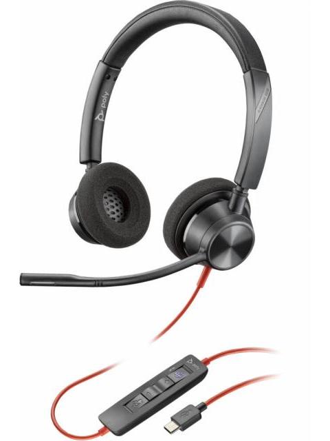 POLY AUDIFONOS BLACKWIRE 3220 MICROSOFT TEAMS ALAMBRICO USB-C NEGRO