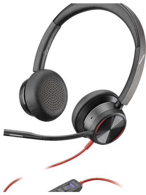 POLY AUDIFONOS CON MICROFONO BLACKWIRE 8225 ALAMBRICO 2.2 METROS USB A NEGRO