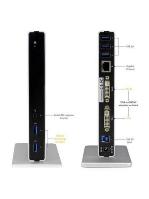 STARTECH  REPLICADOR DE PUERTOS UNIVERSAL USB 3.0 PARA LAPTOP CON DVI DOBLE Y ETHERNET GIGABIT CON ADAPTADORES HDMI VGA