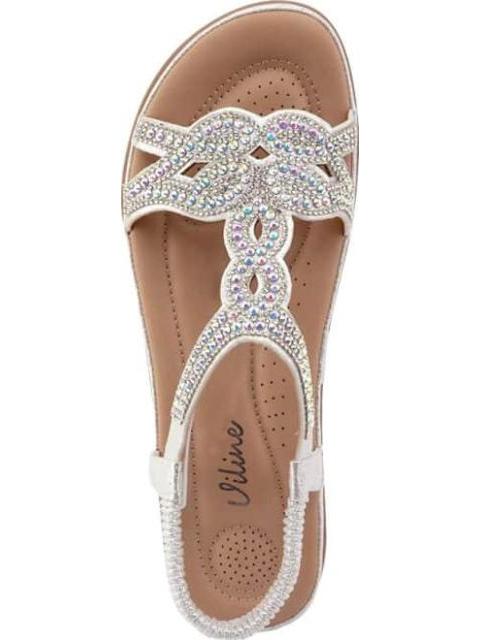 SANDALIA CONFORT CON BRILLOS PLATA VI LINE