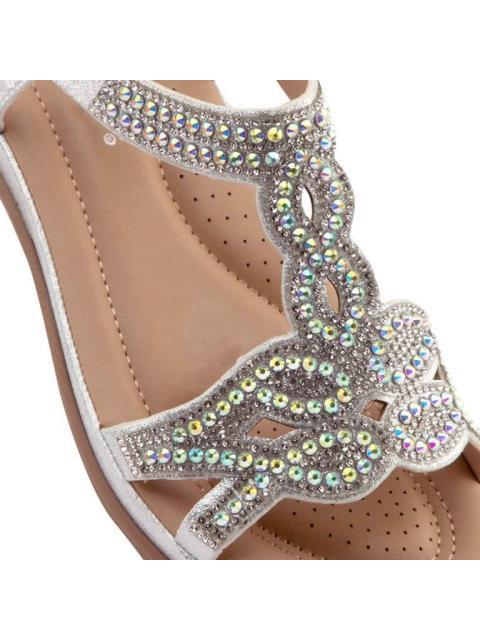SANDALIA CONFORT CON BRILLOS PLATA VI LINE