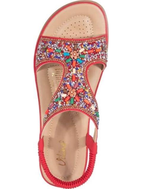 SANDALIA CONFORT CON BRILLOS ROJO VI LINE