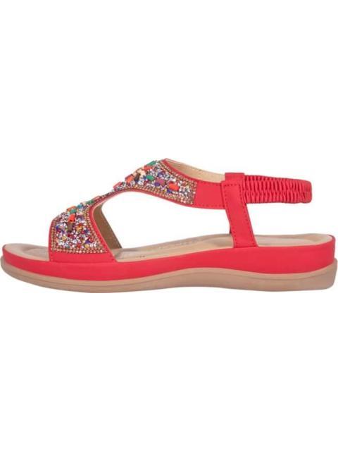 SANDALIA CONFORT CON BRILLOS ROJO VI LINE