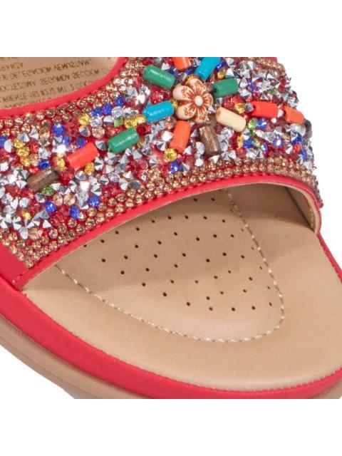 SANDALIA CONFORT CON BRILLOS ROJO VI LINE