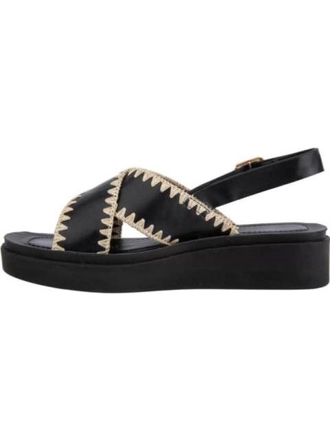 SANDALIA PLANA BORDADA NEGRO VI LINE