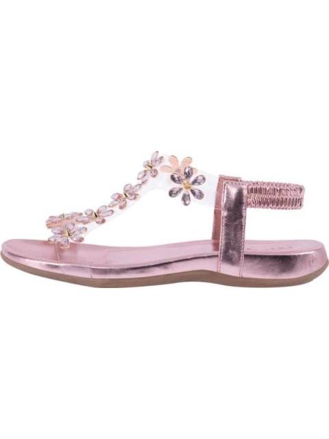 SANDALIA PLANA CON FLORES ROSEGOLD VI LINE
