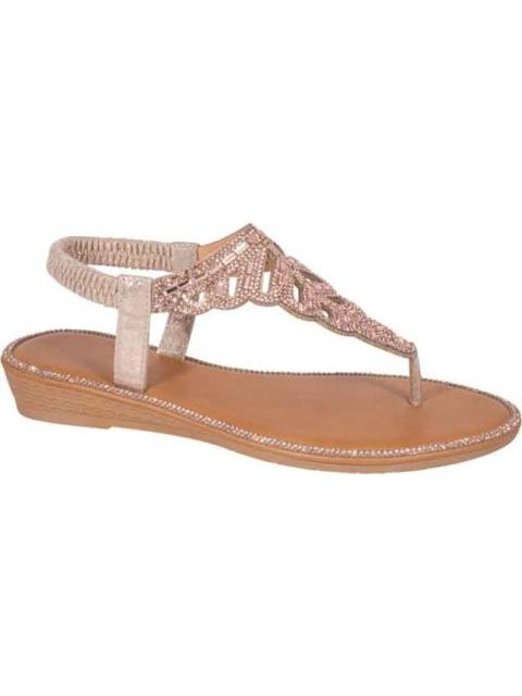 SANDALIA PLANA CON PEDRERIA ROSEGOLD VI LINE
