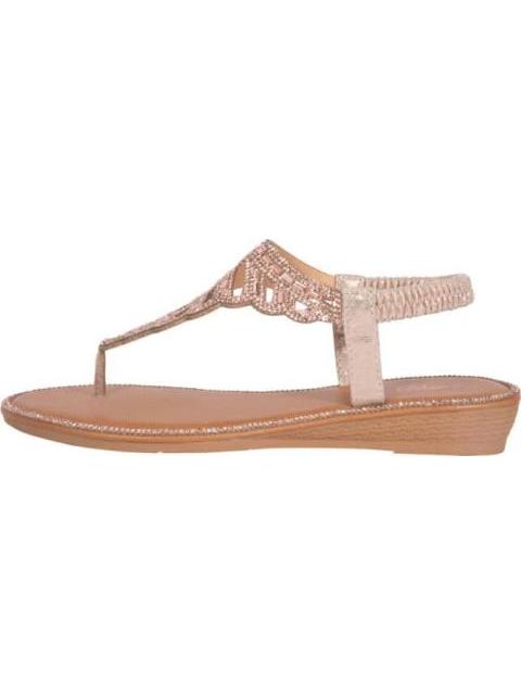 SANDALIA PLANA CON PEDRERIA ROSEGOLD VI LINE