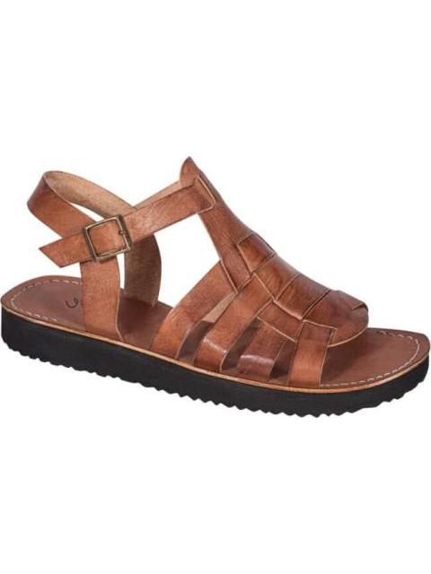 SANDALIA PLANA DE PIEL COGNAC VI LINE