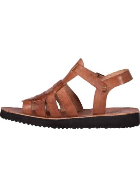 SANDALIA PLANA DE PIEL COGNAC VI LINE
