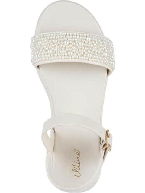 SANDALIA PLANA PERLAS BEIGE/HUESO VI LINE
