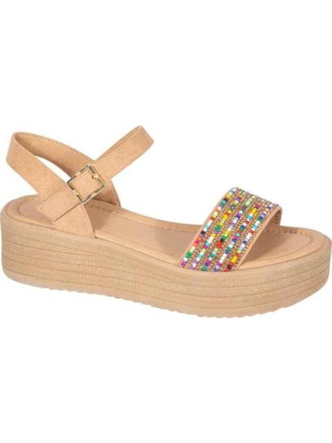 SANDALIA PLATAFORMA CON PIEDRAS CAMEL VI LINE