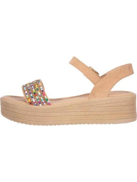 SANDALIA PLATAFORMA CON PIEDRAS CAMEL VI LINE