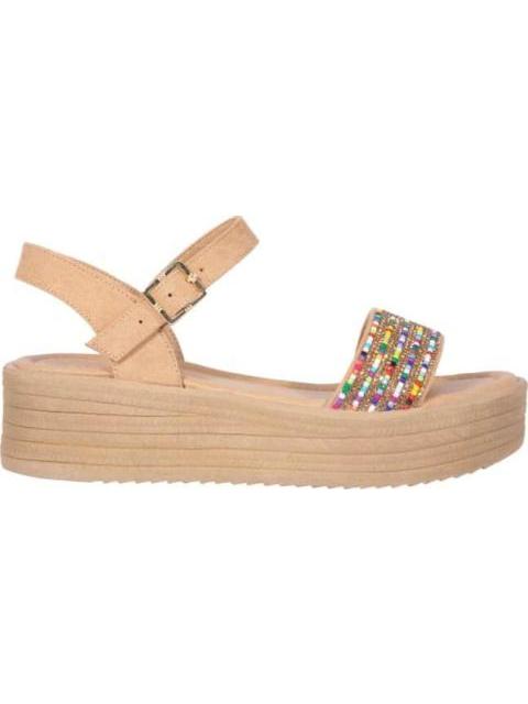 SANDALIA PLATAFORMA CON PIEDRAS CAMEL VI LINE