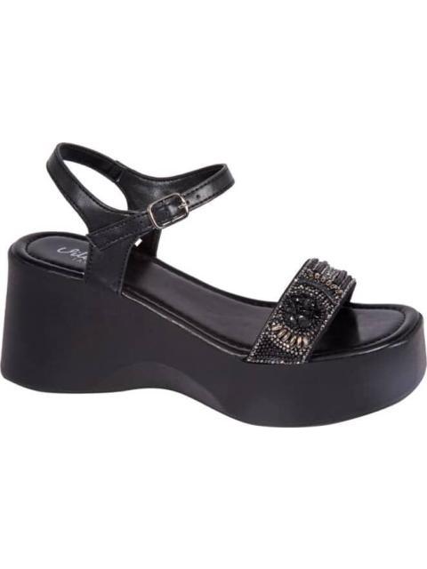 SANDALIA PLATAFORMA CON PIEDRAS NEGRO VI LINE FASHION