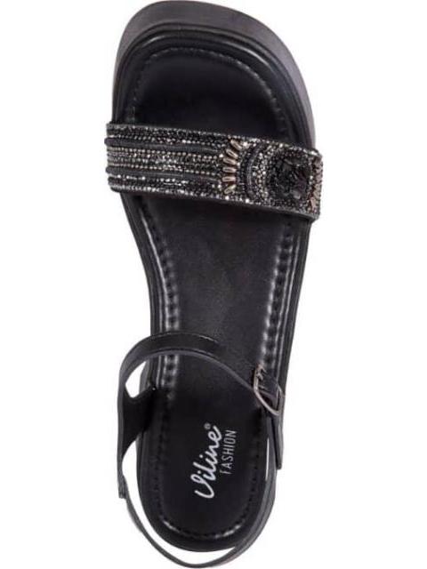 SANDALIA PLATAFORMA CON PIEDRAS NEGRO VI LINE FASHION