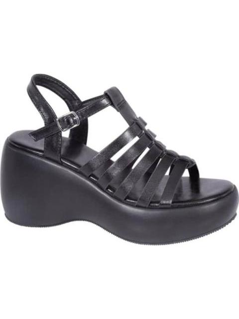 SANDALIA PLATAFORMA MONOCOLOR              NA NEGRO VI LINE FASHION