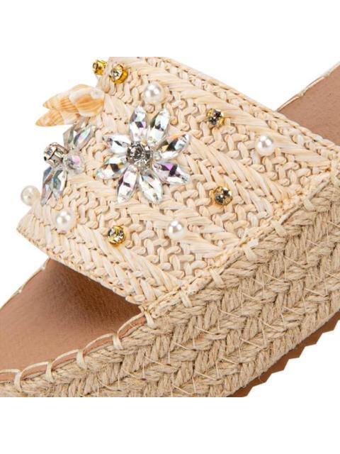 SANDALIA PLANA BRILLOS BEIGE VI LINE
