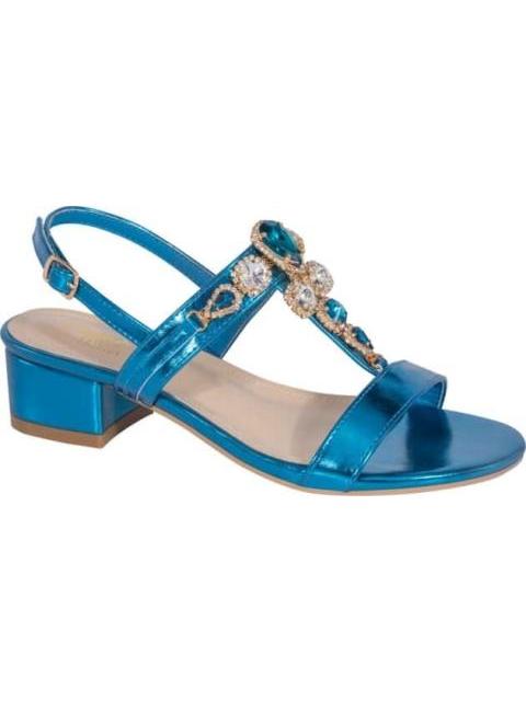 SANDALIA TACON BAJO CON PIEDRAS AZUL VI LINE FASHION
