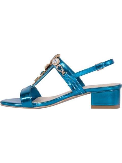 SANDALIA TACON BAJO CON PIEDRAS AZUL VI LINE FASHION