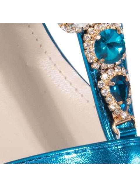 SANDALIA TACON BAJO CON PIEDRAS AZUL VI LINE FASHION