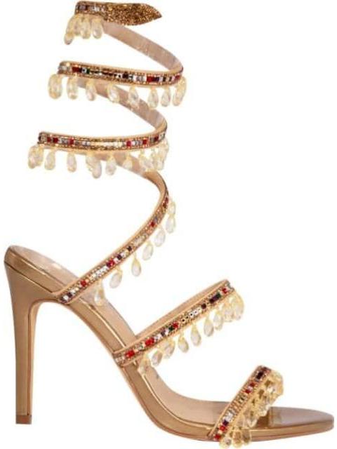 SANDALIA TACON ESPIRAL CON PIEDRAS ORO BELINDA PEREGRIN