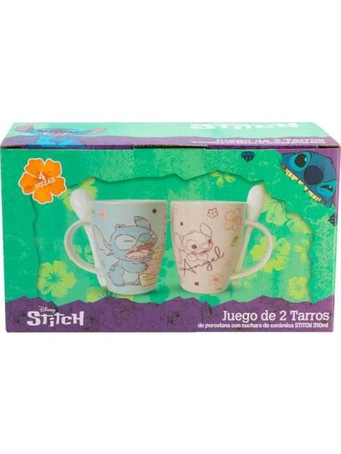 SET 2 TAZAS CON CUCHARA STITCH 310 ML MULTICOLOR DISNEY