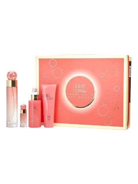 SET ESTUCHE 360 CORAL DAMA PERRY ELLIS 4 PZ - ORIGINAL