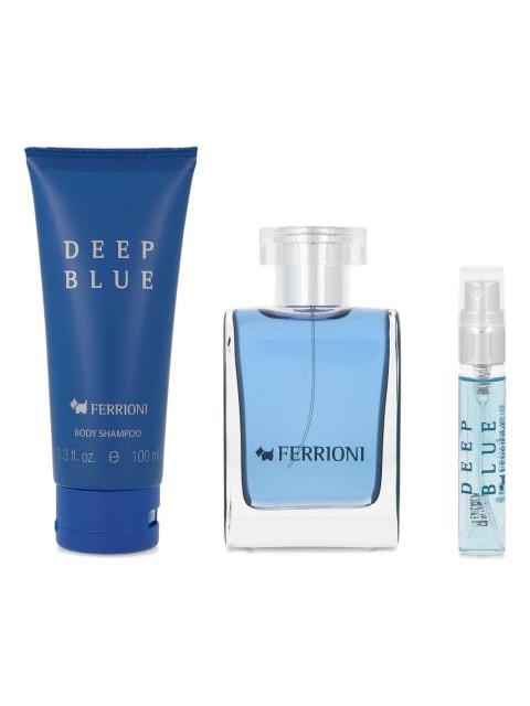 SET FERRIONI DEEP BLUE 3PZ 100ML EDT SPRAY BODY