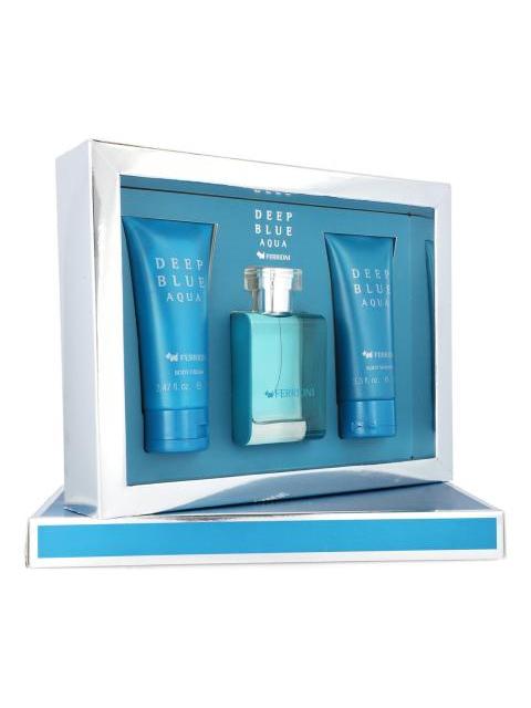 SET FERRIONI DEEP BLUE AQUA 3PZS 100 BODY SHAMPOO BODYCREAM GENERO HOMBRE