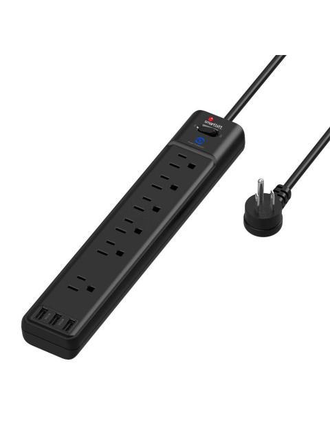 SMARTBITT SUPRESOR DE PICOS SBSS-B6-3U 6 SALIDAS 3 PUERTOS USB 1A 1800 JOULES