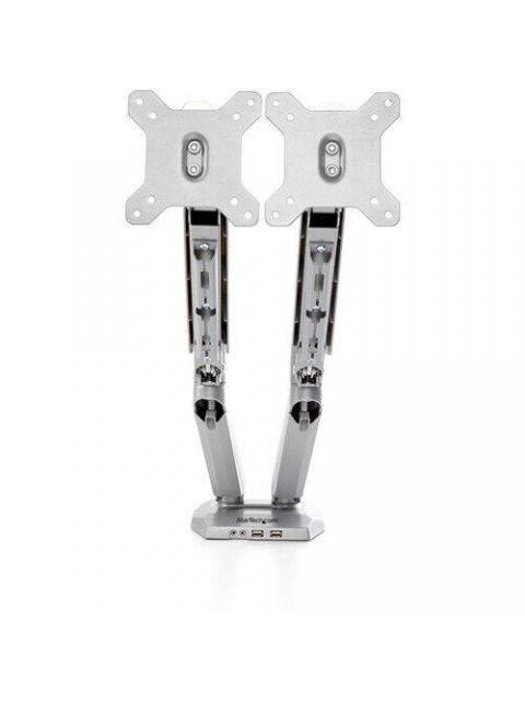 STARTECH  SOPORTE DE ESCRITORIO PARA 2 MONITORES 15 - 32 HASTA 16KG 2X USB PLATA