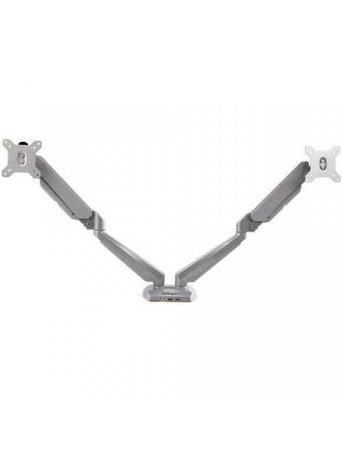 STARTECH  SOPORTE DE ESCRITORIO PARA 2 MONITORES 15 - 32 HASTA 16KG 2X USB PLATA