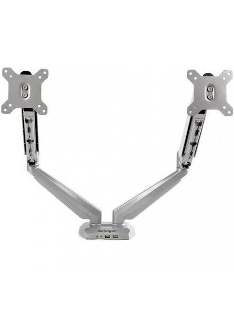 STARTECH  SOPORTE DE ESCRITORIO PARA 2 MONITORES 15 - 32 HASTA 16KG 2X USB PLATA