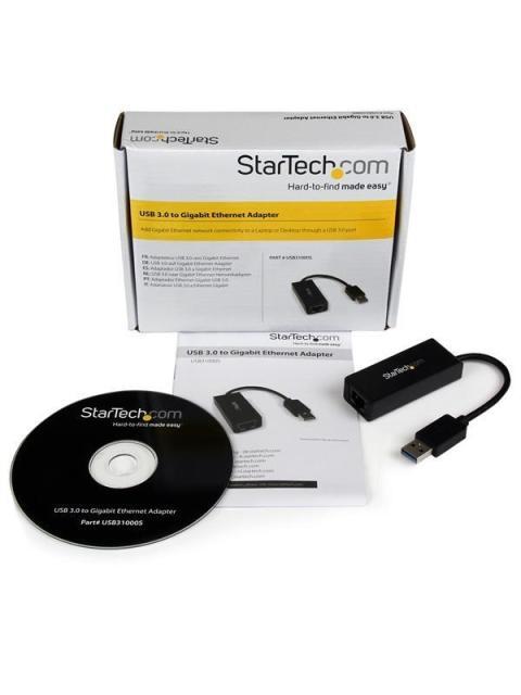 STARTECH  ADAPTADOR DE TARJETA DE RED EXTERNA NIC USB 3.0 MACHO - GIGABIT ETHERNET RJ-45 HEMBRA 1GBPS NEGRO