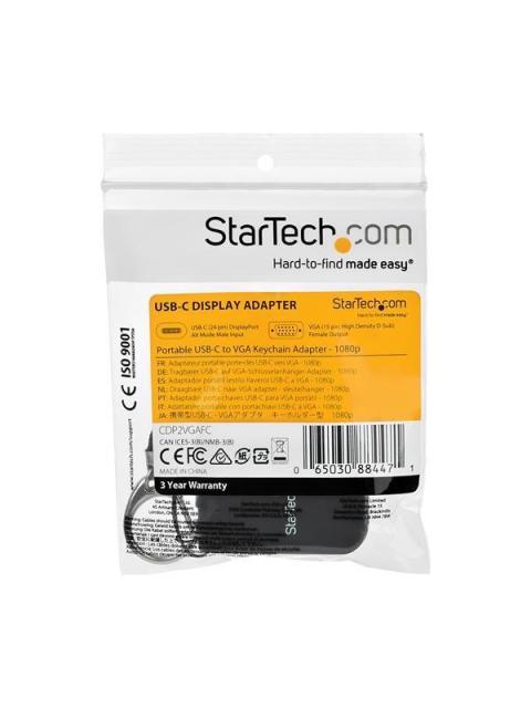 STARTECH  ADAPTADOR PORTATIL USB C MACHO - VGA HEMBRA NEGRO