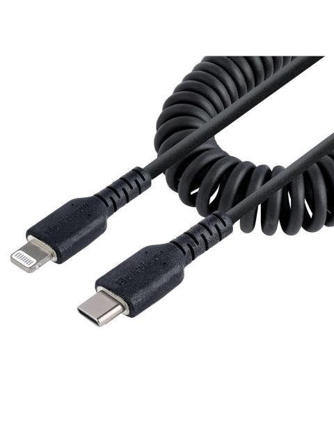 STARTECH  CABLE ESPIRAL LIGHTNING MACHO - USB-C MACHO 1 METRO NEGRO