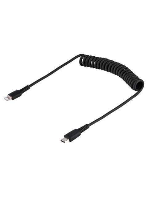 STARTECH  CABLE ESPIRAL LIGHTNING MACHO - USB-C MACHO 1 METRO NEGRO
