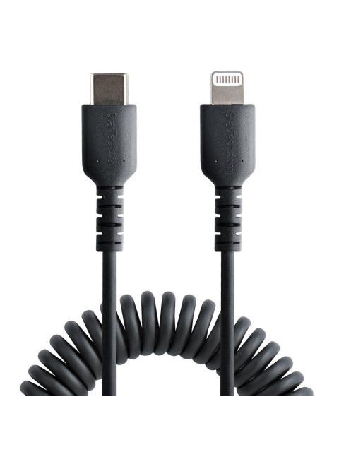 STARTECH  CABLE ESPIRAL LIGHTNING MACHO - USB-C MACHO 1 METRO NEGRO