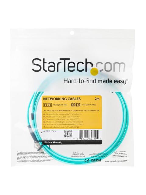 STARTECH  CABLE FIBRA OPTICA MULTIMODO DUPLEX LC MACHO - LC MACHO 2 METROS TURQUESA