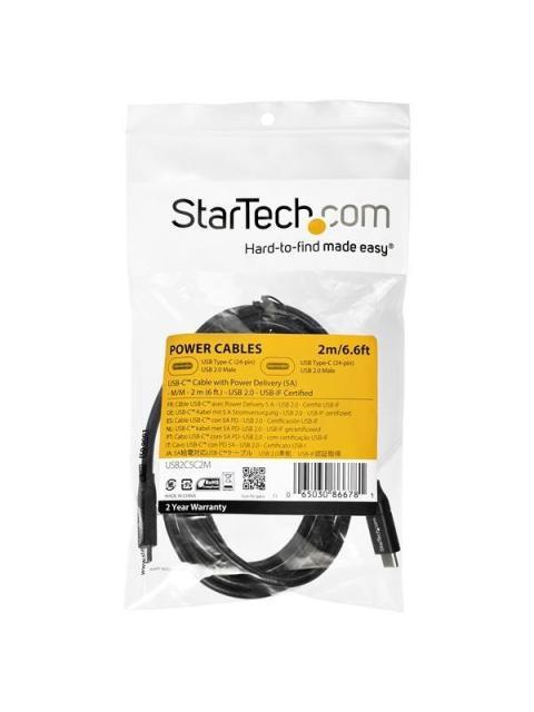STARTECH  CABLE USB C MACHO - USB C MACHO 2 METROS NEGRO
