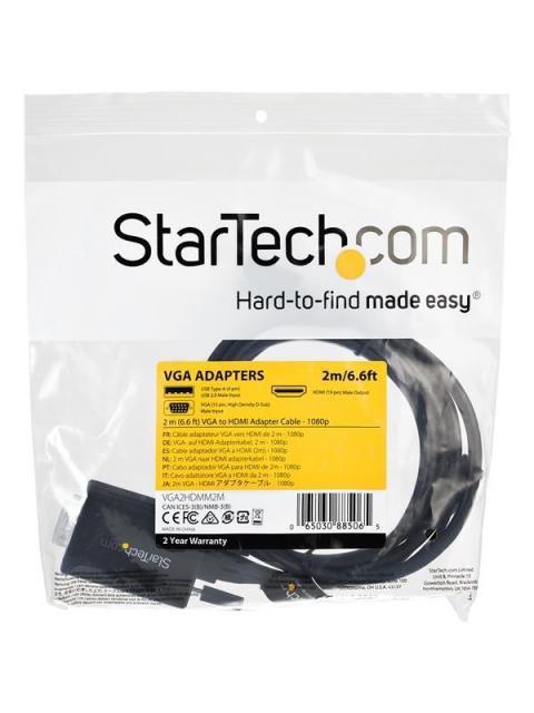 STARTECH  CABLE VGA-USB A MACHO - HDMI A MACHO 2 METROS NEGRO
